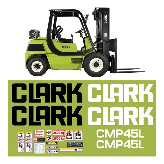 Kit Adesivo Gráfico Empilhadeira Compatível Com Clark Cmp45l Cor ADESIVO EMBLEMA GRÁFICO CMP45L Foto 1
