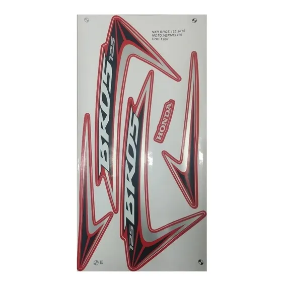 Kit Adesivo Jogo Faixa Moto Honda Bros 125 2015 Vermelha Foto 1