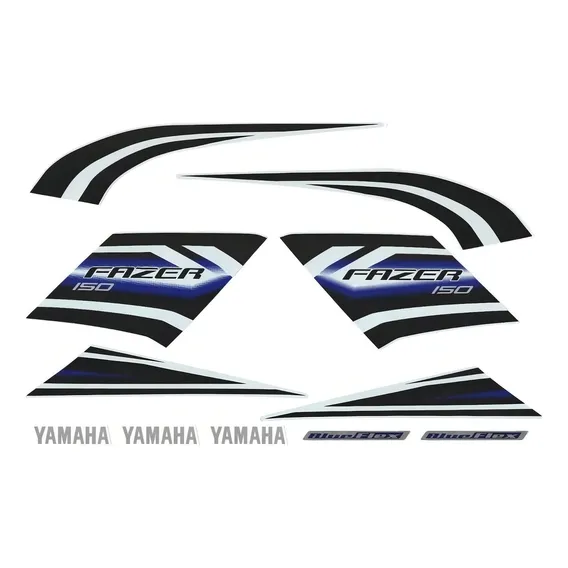 Kit Adesivo Jogo Faixas Moto Yamaha Fazer 150 2014 Branca Foto 1