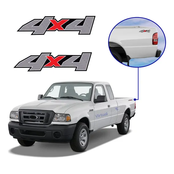 Kit Adesivo Lateral 4x4 Ford Ranger 2005 2006 2007 2008 2009 Foto 1