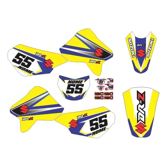 Kit Adesivo Moto Cross Trilha Suzuki Drz 400 Amarela 0,20mm Foto 1