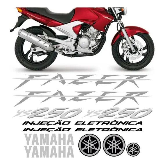 Kit Adesivo Moto Yamaha Fazer 250 Ys 2008 Vermelha Faixa Foto 1