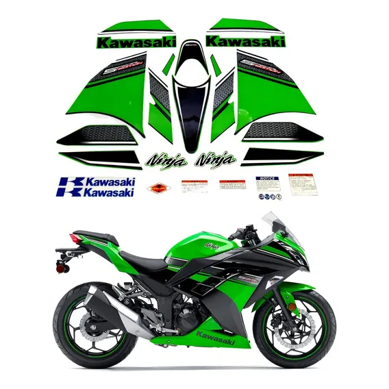 Kit Adesivo Para Kawasaki Ninja 300 Edicao Especial 16103 Cor Verde Foto 1