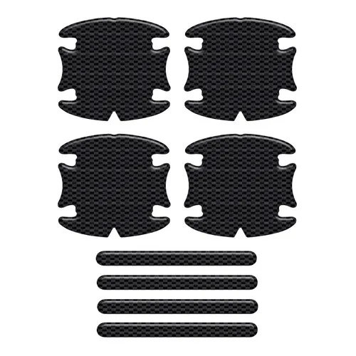 Kit Adesivo Protetor Maçaneta Carro Carbono Preto Resinado Foto 1
