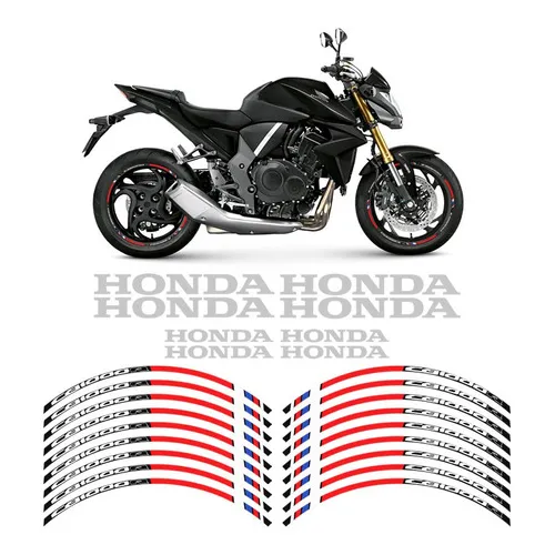 Kit Adesivo Refletivo Roda Moto Honda Cb 1000r Filete Prata Foto 1