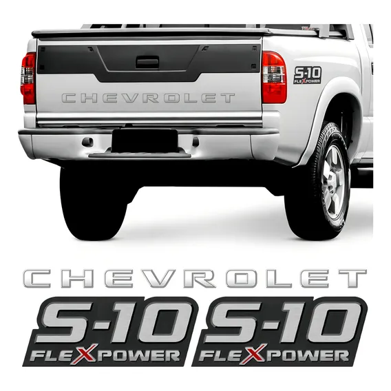 Kit Adesivo S10 Flexpower Vermelho + Faixa Chevrolet Grafite Foto 1