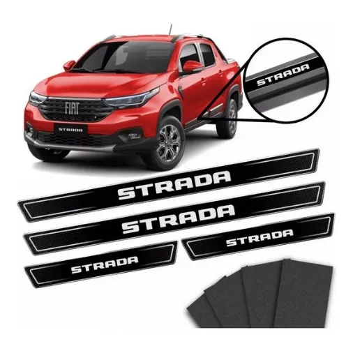Kit Adesivo Soleira Resinada Proteção 4 Portas Fiat Strada Foto 1