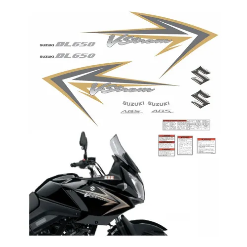 Kit Adesivo Suzuki Vstrom Dl650 2009 Preta Vt009 Compatível Foto 1