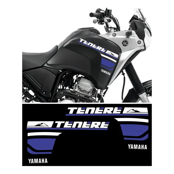 Kit Adesivo Tanque Yamaha Tenere 250 2018 Preto 047 Cor TENERE 250 2018 PRETA Foto 1