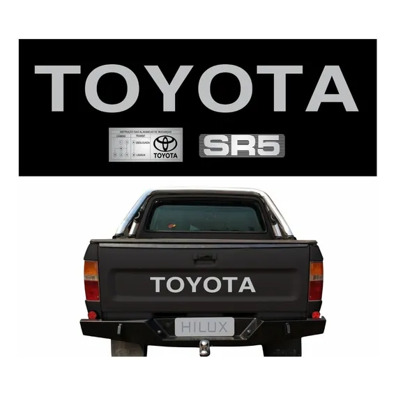 Kit Adesivo Toyota Hilux Tampa Traseira Sr5 Prata Kit05 Foto 1