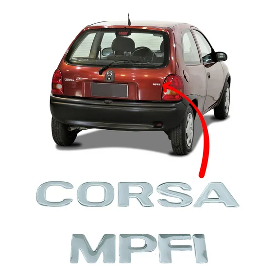 Kit Adesivo Traseiro Emblema Corsa Mpfi Cromado Resinado Foto 1