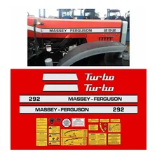 Kit Adesivo Trator Massey Ferguson Mf 292 Turbo +etiqueta Mk Cor ADESIVO MASSEY FERGUSON 292 TURBO Foto mini 2