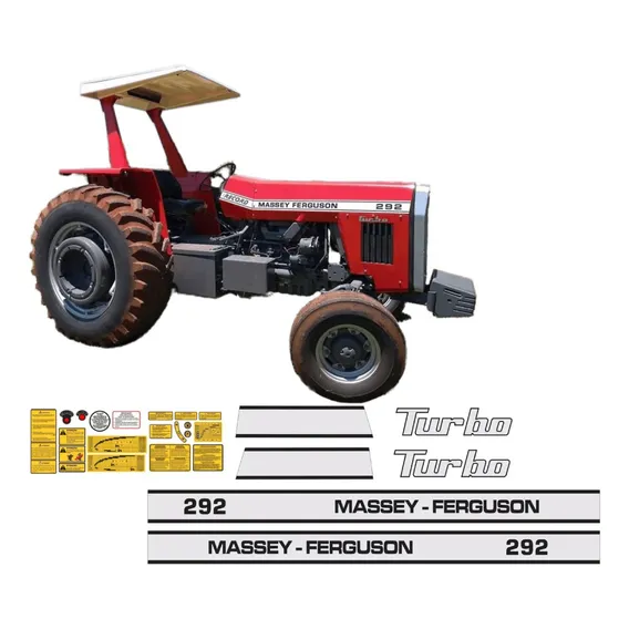 Kit Adesivo Trator Massey Ferguson Mf 292 Turbo +etiqueta Mk Cor ADESIVO MASSEY FERGUSON 292 TURBO Foto 1