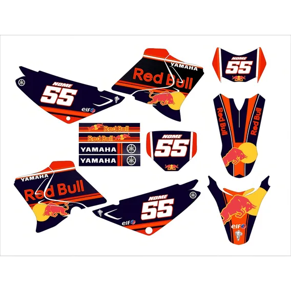 Kit Adesivo Trilha Gráficos Yamaha Xtz 125 Rdbull Laranja Foto 1