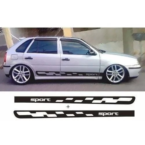 Kit Adesivo Vw Gol G3 G4 G5 G6 4 Portas Faixa Lateral Tuning Cor Preto Foto 1