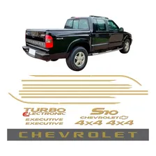 Kit Adesivos Compatível S10 4x4 Turbo Executive Dourado R563 Foto  mini 1