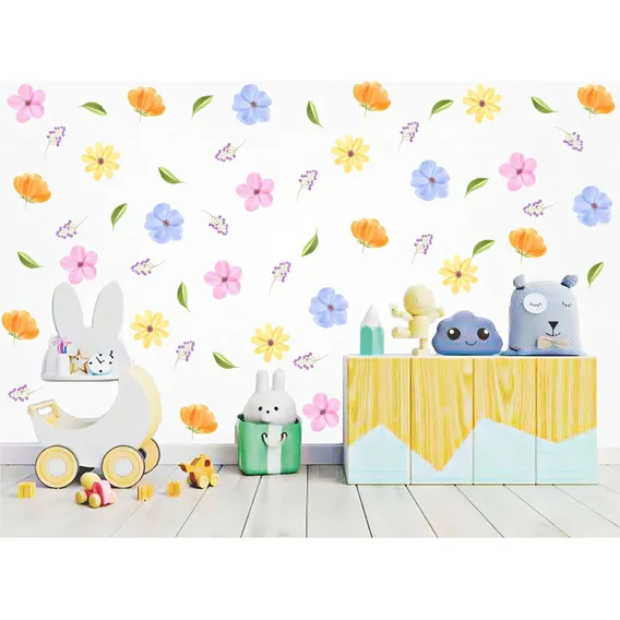 Kit Adesivos Decorativo De Parede Flores Aquarela Foto 1