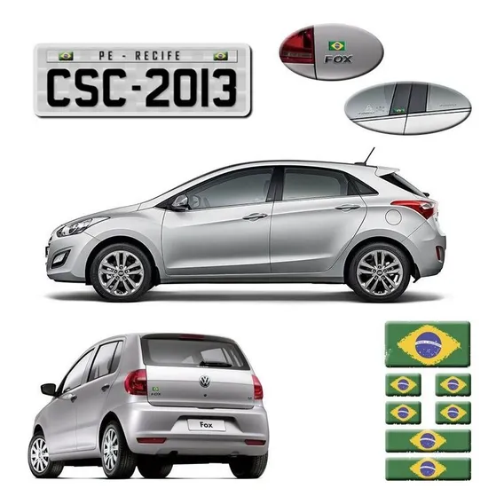 Kit Adesivos Emblema Bandeira Brasil Placa Coluna Traseira Foto 1