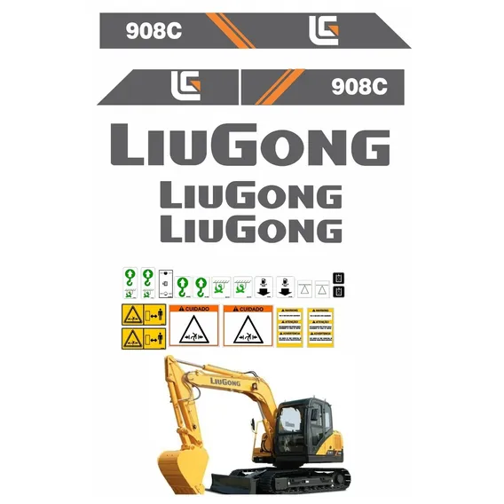 Kit Adesivos Escavadeira Liugong 908c Ca-00452 Mq Cor Foto 1