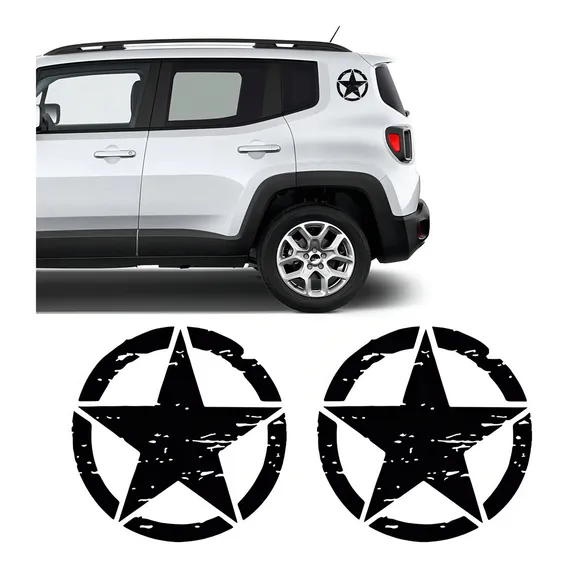Kit Adesivos Estrela Militar Corroída Jeep Renegade Preto Foto 1