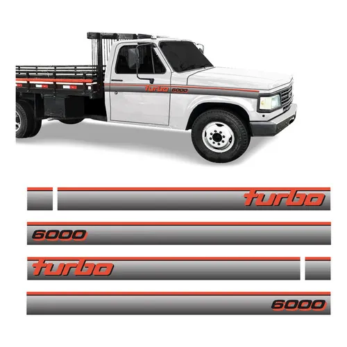 Kit Adesivos Faixa Lateral Chevrolet D6000 Turbo Preto Foto 1