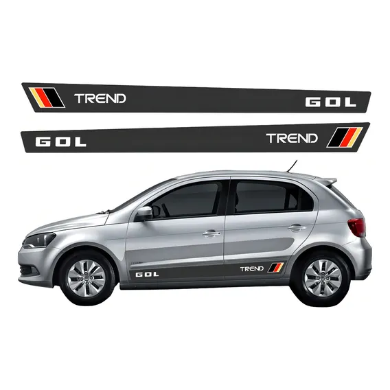 Kit Adesivos Faixa Lateral Volkswagen Gol Trend Ca-05036 Cor Preto Foto 1