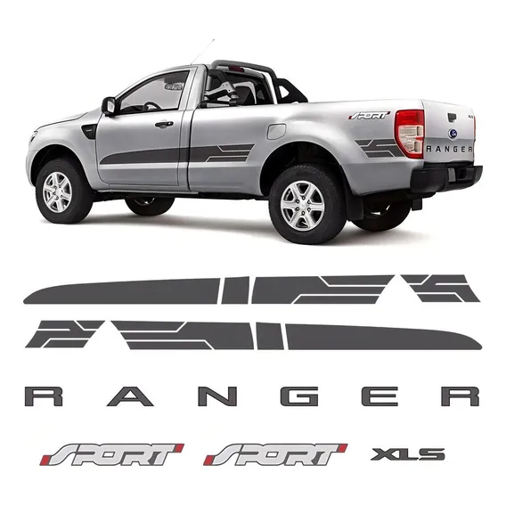 Kit Adesivos Faixa Ranger Cs Sport 2014/2016 Xls Grafite Foto 1