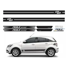 Kit Adesivos Faixa Soleira Para Chevrolet Agile Sport Cor Preto Foto mini 1