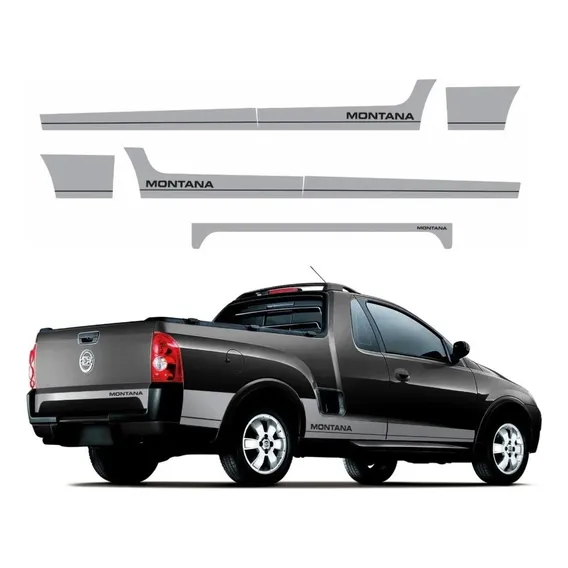 Kit Adesivos Faixas Laterais Para Chevrolet Montana 19356 Cor Prata Foto 1