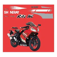 Kit Adesivos Faixas Moto Para Shineray Xy 200 Vermelha 18786 Cor Branco Cinza Foto mini 1