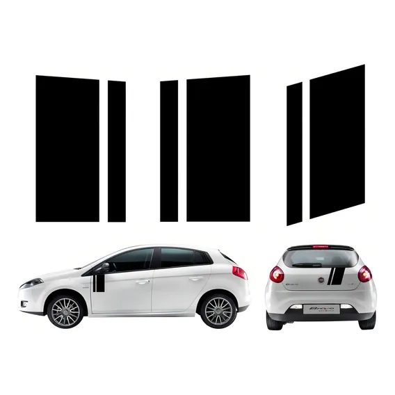Kit Adesivos Faixas Para Fiat Bravo Sporting Preto 18853 Foto 1