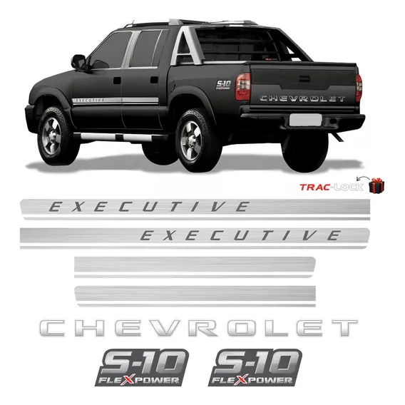 Kit Adesivos Faixas Para S10 Executive 2009 2010 2011 Preta Flex Power Vermelho Sportinox Foto 1