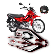 Kit Adesivos Faixas Pop 110i Completa Cores Personalizadas Cor Moto Vermelha Preto e Branco Foto mini 1
