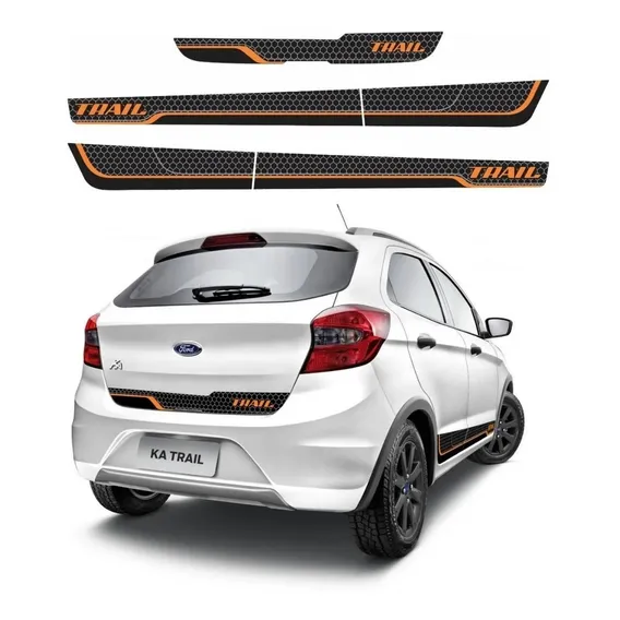 Kit Adesivos Laterais E Traseira Ford Ka Trail 2018 Cinza Cor padrão Foto 1