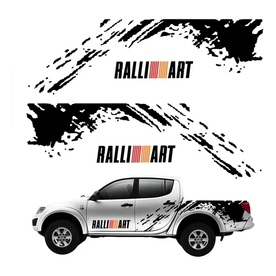 Kit Adesivos Lateral Para Mitsubishi L200 Ralliart 17941 Cor Preto Foto 1