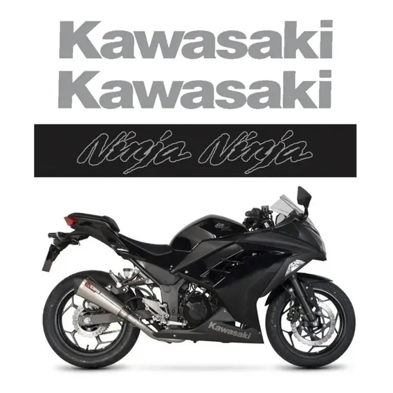Kit Adesivos Moto Kawasaki Ninja 300 Preta Ca-15957 Cor PRATA Foto 1