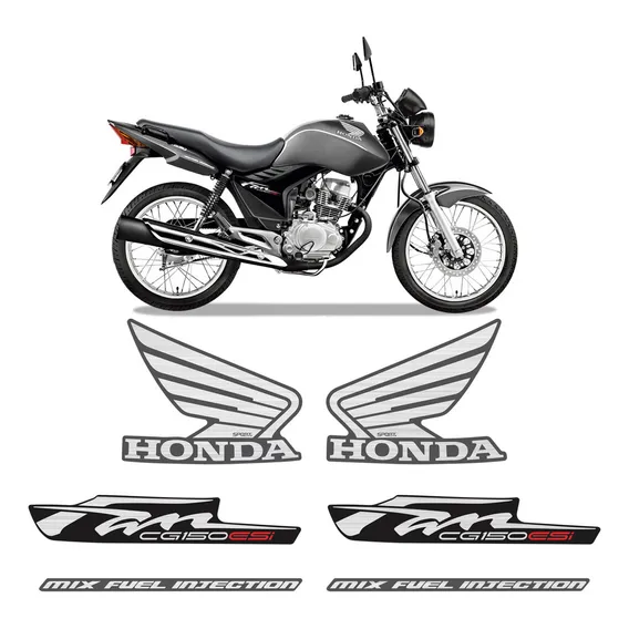 Kit Adesivos Para Cg Fan 150 Esi 2012 2013 Moto Cinza Sportinox Foto 1