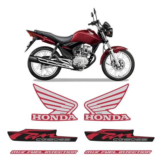 Kit Adesivos Para Cg Fan 150 Esi 2012 2013 Moto Vermelha Sportinox Foto 1