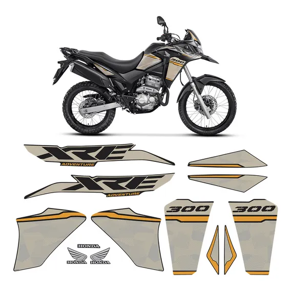 Kit Adesivos Para Honda Xre 300 Adventure 2022 Moto Preta Sportinox Foto 1