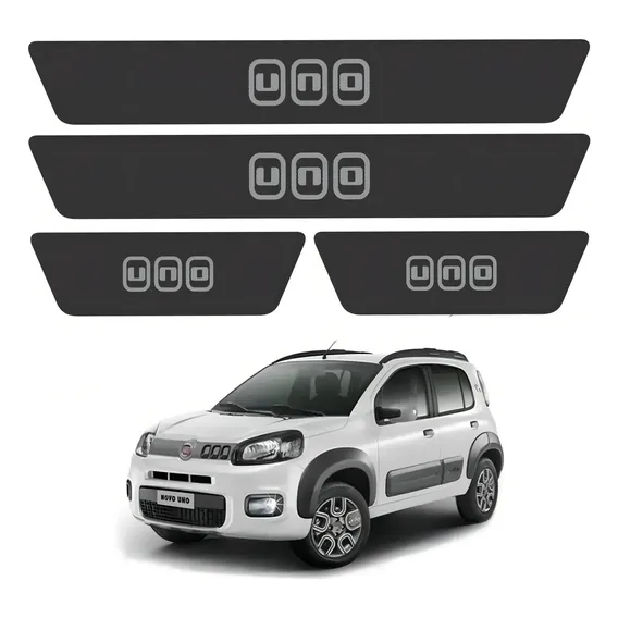 Kit Adesivos Soleira Preto Rugoso Para Fiat Uno 20758 Foto 1