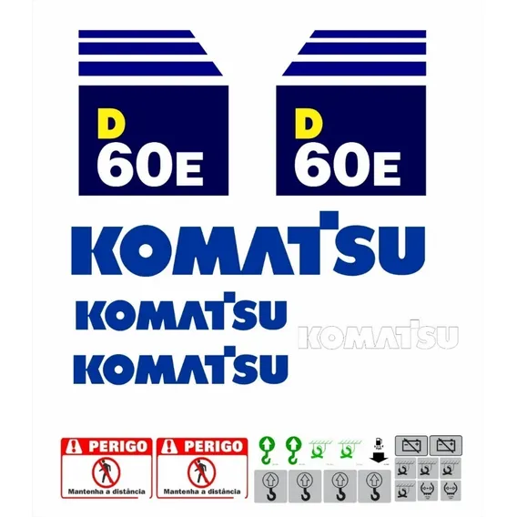 Kit Adesivos Trator De Esteira Komatsu D60e Ca-00424 Mq Cor Azul Foto 1