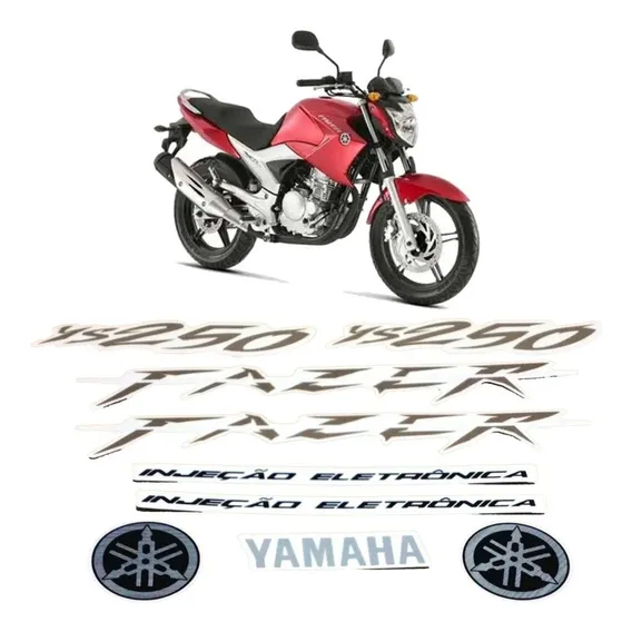 Kit Adesivos Yamaha Fazer 250 2009 Vermelha 10212 Cor ADESIVO FAZER 250 VERMELHA Foto 1