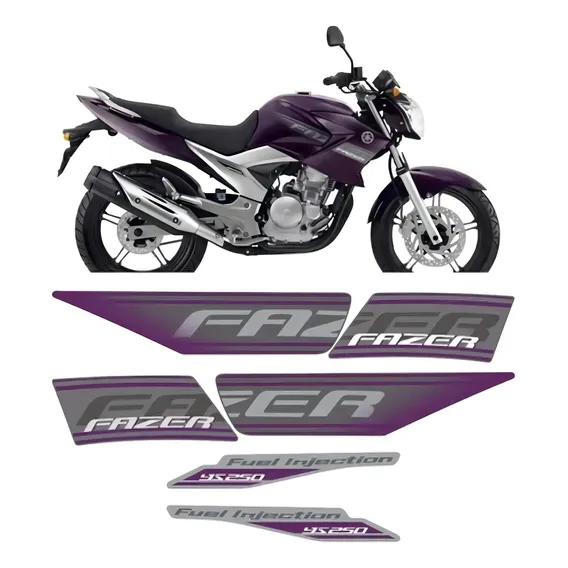 Kit Adesivos Yamaha Fazer 250 Especial 2011 Roxa 10256 Cor FAZER 250 ESPECIAL 2011 ROXA Foto 1