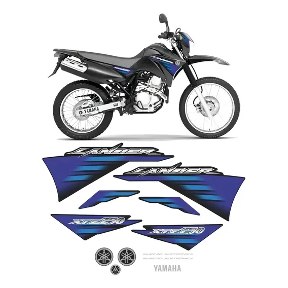 Kit Adesivos Yamaha Lander 250 2007 Preta 10457 Foto 1