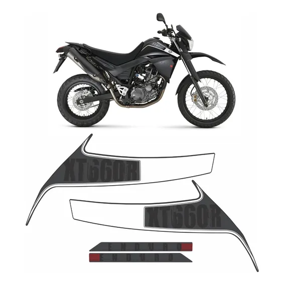 Kit Adesivos Yamaha Xt 660r 2010 À 2012 Preta 10327 Cor Grafite Foto 1