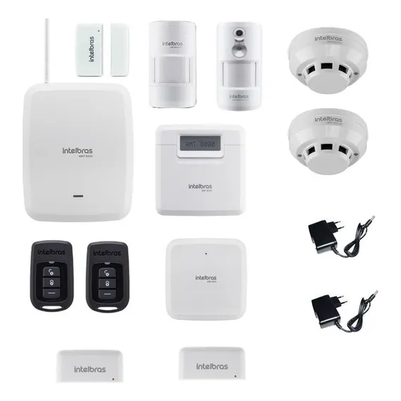 Kit Alarme Intelbras Amt 8000 Wifi Sensores Presença Fumaça Foto 1