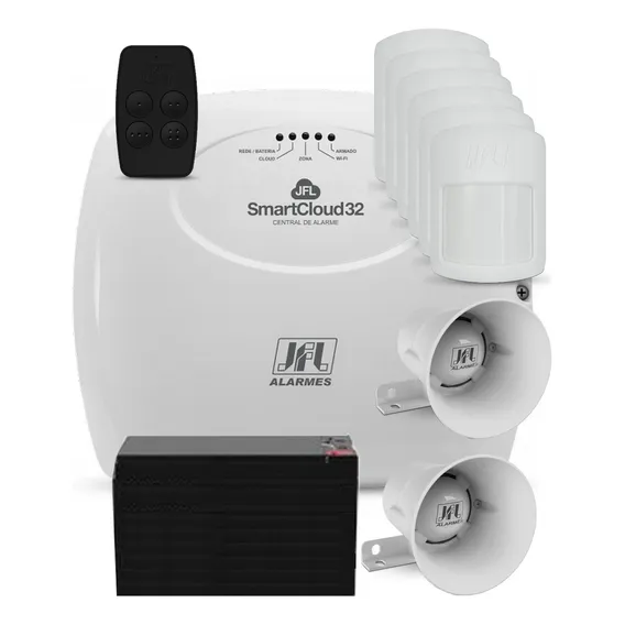 Kit Alarme Jfl Smartcloud 32 Wi-fi Ethernet Via App 6 Sensor Cor Branco Foto 1