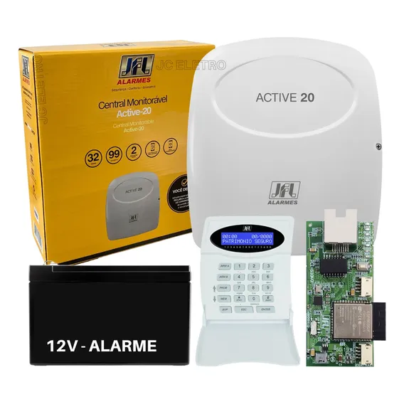 Kit Alarme Monitorado Active 20 Ethernet Wifi Aplicativo Jfl Cor Branco Foto 1