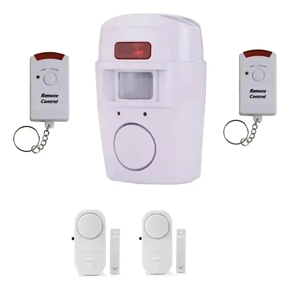 Kit Alarme Sem Fio Sensor Presença Sirene 2 Controles Foto 1