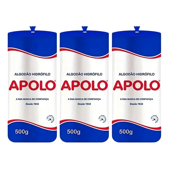 Kit Algodão Hidrófilo Apolo Em Rolo 500g C/3 Foto 1